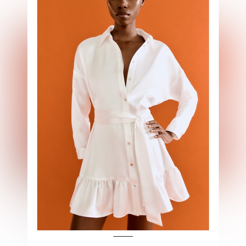 Zara Ruffled Satin Effect Dress